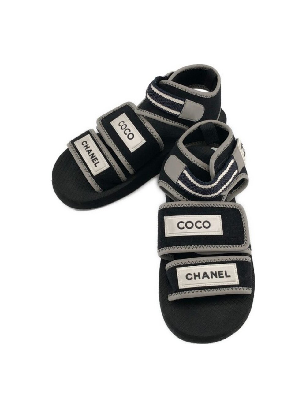 Chanel Coco Logo Sports Sandals Black White